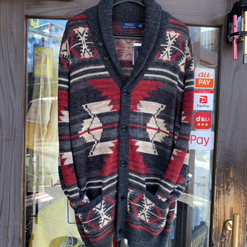 アメリカ買付けのラルフローレンのネイティブ柄カーディガンです。